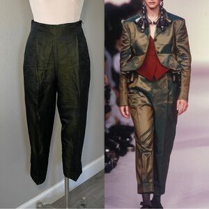 Vintage 80s 90s Romeo Gigli high waist silk iridescent trousers s/s f/w 89 90